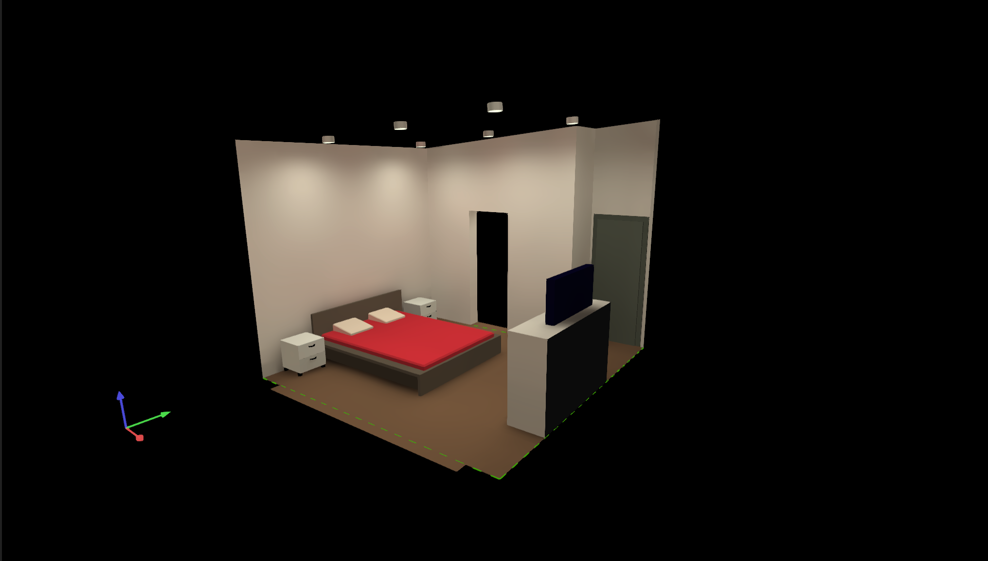 Bedroom with ambient and accent lighting